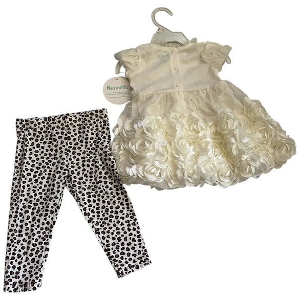 LAST CHANCE PRICE | Nanette Baby Girls Flower Frilly Top & Legging Set - Picture 2 of 4
